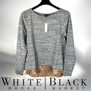 NEW White House Black Market Heather Gray Long Sleeve‎ Top Size L